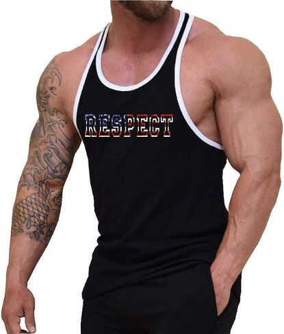 Crazee Wear Men's Workout Bodybuilding Weight Lifting Stringer Gym Fitness Training Tank Top with Respect Design in Saudi Arabia