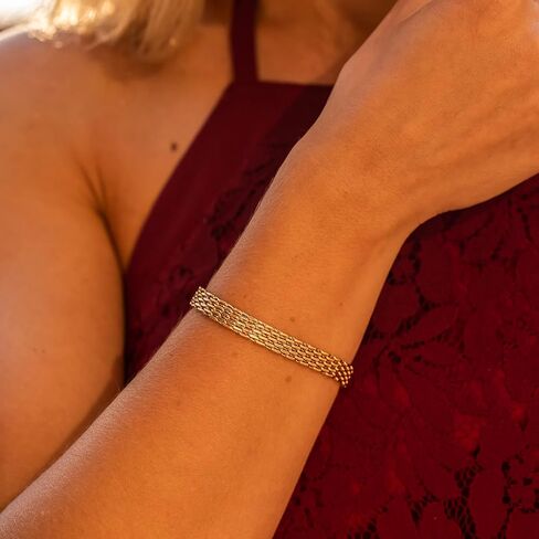 LIFETIME JEWELRY 8.5mm Designer Mesh Ladies Bracelet 24k Real Gold Plated for Women in Saudi Arabia