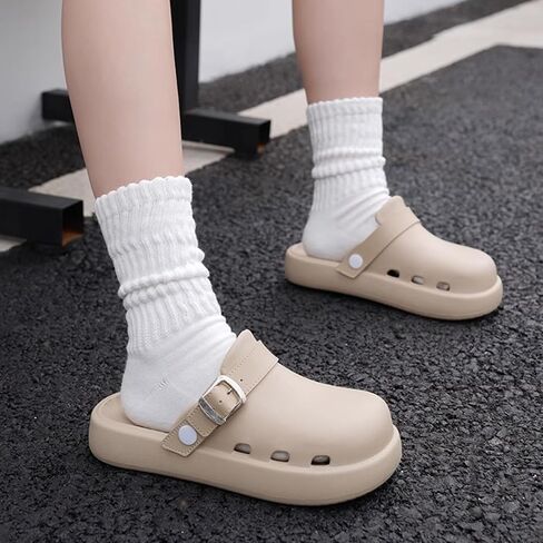 Casual Solid Color EVA Slides for Women All-Season Slip-On Round Toe Flats with Thick Sole Comfortable Lightweight Indoor/Outdoor Padded Slipper in Saudi Arabia