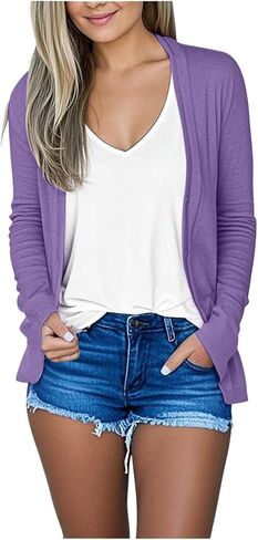 Cardigan Sweaters for Women Lightweight,Long Sleeve Open Front Fall Cardigans Knitted Soft Plus Size Fall Outfits in Kuwait