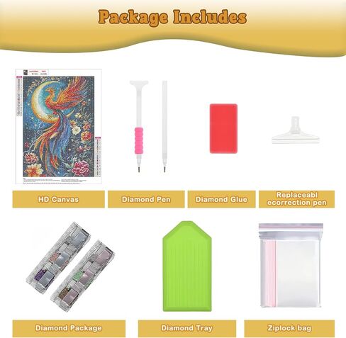 Diamond Art Kits for Adults Birds Flowers, 5D Diamond Painting Kits for Beginners DIY Full Drill Diamonds Painting Pictures, Diamond Gem Art Painting DIY Crafts Kit for Home Wall Decor 12x16inch in Kuwait