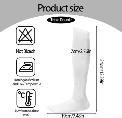 3 Pair Knee High Socks for Woman, White Thigh High Socks Long Tall Tube Sock Baseball Softball Sock Cotton Cosplay Stockings Athletic Long Stockings for Halloween and Everyday Wear in Saudi Arabia
