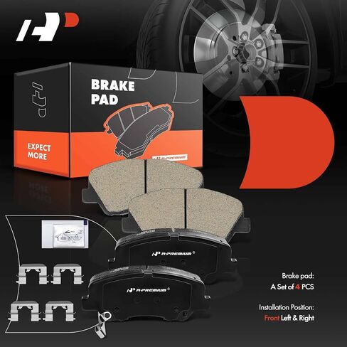 A-Premium Front Ceramic Disc Brake Pads Set Compatible with Select Hyundai and Kia Models - Accent, Rio 2012-2017, with Hardware, 4 Pcs in Saudi Arabia