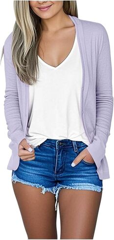 Cardigan Sweaters for Women Lightweight,Long Sleeve Open Front Fall Cardigans Knitted Soft Plus Size Fall Outfits in Kuwait