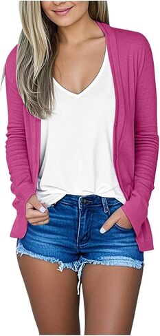 Cardigan Sweaters for Women Lightweight,Long Sleeve Open Front Fall Cardigans Knitted Soft Plus Size Fall Outfits in Kuwait