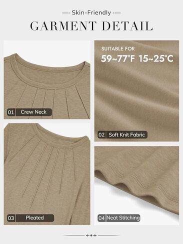 ATHMILE Womens Long Sleeve Shirts Pleated Business Casual Basic Tunic Tops Fall Tees Clothes in Saudi Arabia