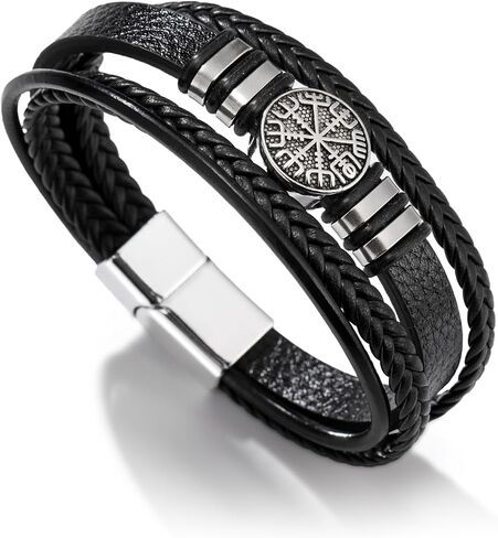 Dreamtimes Viking Vegvisir Pirate Compass Bracelets for Men Norse Symbol Bracelets the Viking Runic Compass Norse Bracelets Scandinavian Viking Jewelry in Saudi Arabia