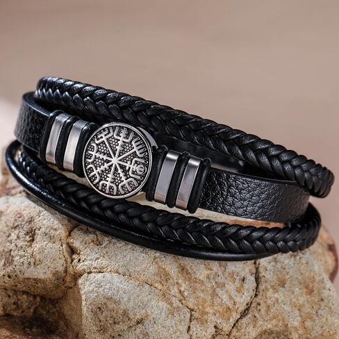 Dreamtimes Viking Vegvisir Pirate Compass Bracelets for Men Norse Symbol Bracelets the Viking Runic Compass Norse Bracelets Scandinavian Viking Jewelry in Saudi Arabia