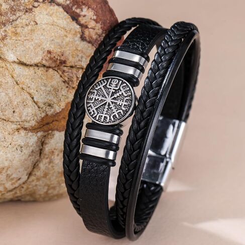 Dreamtimes Viking Vegvisir Pirate Compass Bracelets for Men Norse Symbol Bracelets the Viking Runic Compass Norse Bracelets Scandinavian Viking Jewelry in Saudi Arabia