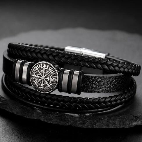 Dreamtimes Viking Vegvisir Pirate Compass Bracelets for Men Norse Symbol Bracelets the Viking Runic Compass Norse Bracelets Scandinavian Viking Jewelry in Saudi Arabia