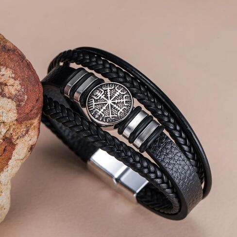 Dreamtimes Viking Vegvisir Pirate Compass Bracelets for Men Norse Symbol Bracelets the Viking Runic Compass Norse Bracelets Scandinavian Viking Jewelry in Saudi Arabia