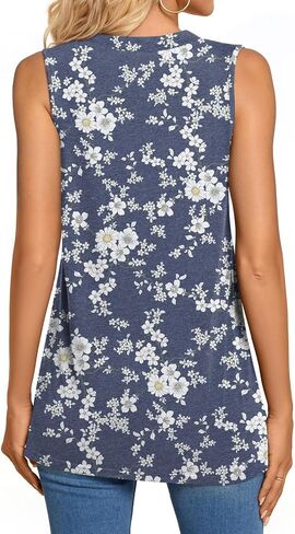 BISHUIGE Womens Henley Tunic Tops Button Up T-Shirts Sleeveless V-Neck Casual Blouses in Saudi Arabia