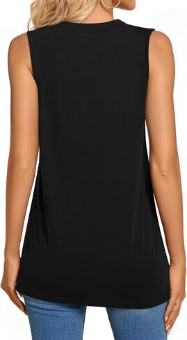 BISHUIGE Womens Henley Tunic Tops Button Up T-Shirts Sleeveless V-Neck Casual Blouses in Saudi Arabia
