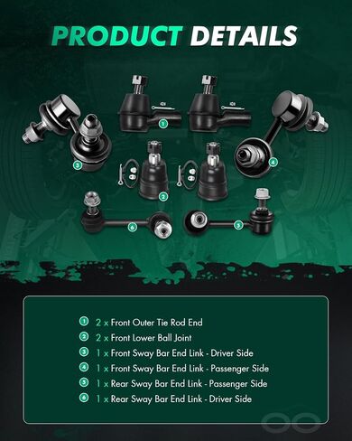 Scitoo 8pcs التعليق الأمامي مجموعة Rod Rod End Fit 2003-2011 لـ Honda Element Lower Ball Sway Bar Link in Saudi Arabia