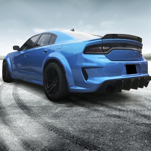 IKON MOTORSPORTS, Rear Diffuser Compatible with 2020-2023 Dodge Charger Widebody, IKON Style Rear Bumper Lip with 4 Fins Gloss Black PP in Saudi Arabia