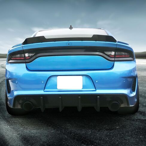 IKON MOTORSPORTS, Rear Diffuser Compatible with 2020-2023 Dodge Charger Widebody, IKON Style Rear Bumper Lip with 4 Fins Gloss Black PP in Saudi Arabia