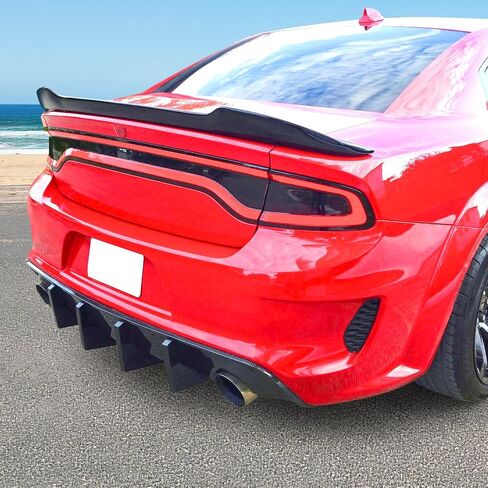 IKON MOTORSPORTS, Rear Diffuser Compatible with 2020-2023 Dodge Charger Widebody, IKON Style Rear Bumper Lip with 4 Fins Gloss Black PP in Saudi Arabia