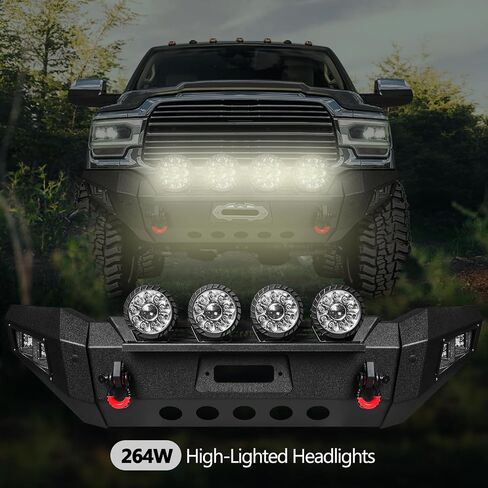 GNG Front and Rear Bumper Compatible with 2019 2020 2021 2022 2023 2024 RAM 2500/3500 w/Winch Plate & 264w Light bar &D-Rings,Textured Powder Coat in Kuwait