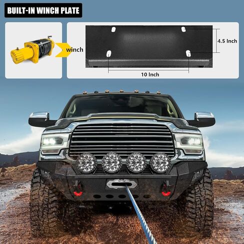 GNG Front and Rear Bumper Compatible with 2019 2020 2021 2022 2023 2024 RAM 2500/3500 w/Winch Plate & 264w Light bar &D-Rings,Textured Powder Coat in Kuwait