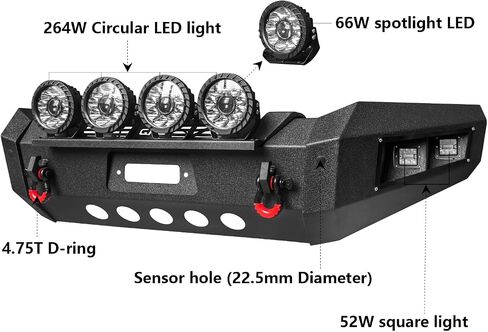 GNG Front and Rear Bumper Compatible with 2019 2020 2021 2022 2023 2024 RAM 2500/3500 w/Winch Plate & 264w Light bar &D-Rings,Textured Powder Coat in Kuwait