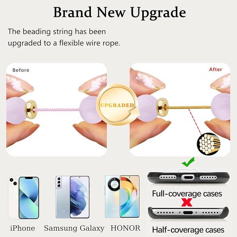 Marble Beaded iPhone Wrist Strap,Detachable Phone Bracelet Strap with Tether Tab,Hands-Free Phone Wristlet Strap (Rose Quartz) in Kuwait