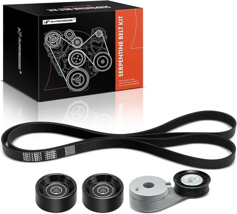 A-Premium Engine Serpentine Belt Drive Kit with Tensioner & Idler Pulley Compatible with Chevy, Olds. & Pontiac Vehicles - Malibu 97-00, Alero 99-01, Cutlass 97-99, Grand Am 99-01 - OHV V6 3.1L 3.4L in Saudi Arabia