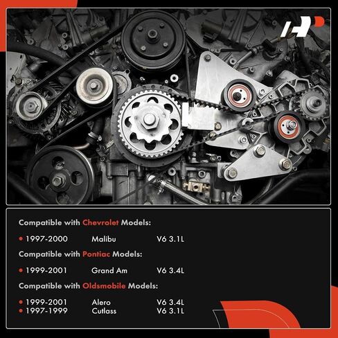 A-Premium Engine Serpentine Belt Drive Kit with Tensioner & Idler Pulley Compatible with Chevy, Olds. & Pontiac Vehicles - Malibu 97-00, Alero 99-01, Cutlass 97-99, Grand Am 99-01 - OHV V6 3.1L 3.4L in Saudi Arabia