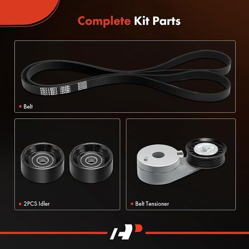 A-Premium Engine Serpentine Belt Drive Kit with Tensioner & Idler Pulley Compatible with Chevy, Olds. & Pontiac Vehicles - Malibu 97-00, Alero 99-01, Cutlass 97-99, Grand Am 99-01 - OHV V6 3.1L 3.4L in Saudi Arabia