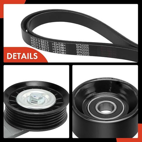 A-Premium Engine Serpentine Belt Drive Kit with Tensioner & Idler Pulley Compatible with Chevy, Olds. & Pontiac Vehicles - Malibu 97-00, Alero 99-01, Cutlass 97-99, Grand Am 99-01 - OHV V6 3.1L 3.4L in Saudi Arabia