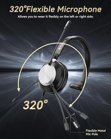 Computer Headset with Microphone, PC Headset with Mic Noise Cancelling & Volume Control, All-Day Comfort for Pcs Laptop Mac Call Center Softphone Skype or Home Work - with 2.5mm Adapter in Kuwait