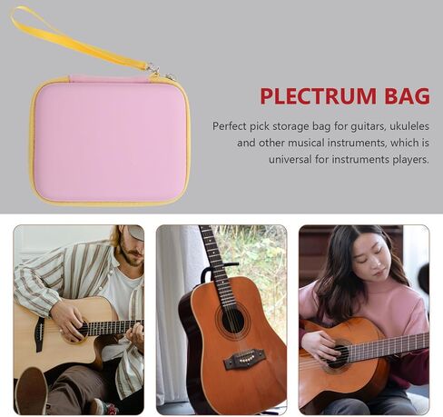 Vaguelly Guitar Pick Bag Guitar Pick Case Guitar Plectrum Holder Instrument Accessory Storage Container Portable Plectrums Storage Holder Electric Guitar Pink Zipper Bag in Saudi Arabia