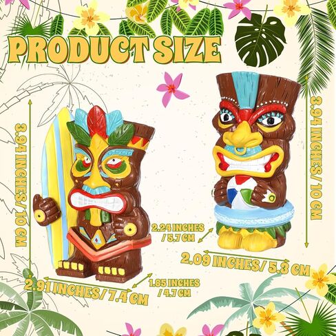 Wesiti 2 PCS Hawaiian Tiki Resin Resin Decorations Hawaii Decor Decor Cinpources Centers Tiki Totem Sculpture for Summer Home Hawaii Party Decoration in Kuwait