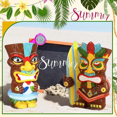 Wesiti 2 PCS Hawaiian Tiki Resin Resin Decorations Hawaii Decor Decor Cinpources Centers Tiki Totem Sculpture for Summer Home Hawaii Party Decoration in Kuwait