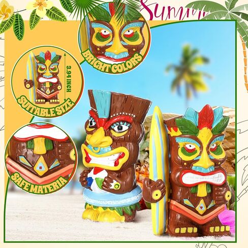 Wesiti 2 PCS Hawaiian Tiki Resin Resin Decorations Hawaii Decor Decor Cinpources Centers Tiki Totem Sculpture for Summer Home Hawaii Party Decoration in Kuwait