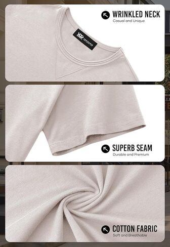 Men's Casual Tee Cotton Stretch Muscle Lightweight Crewneck Workout T-Shirt (S-XXL) in Kuwait