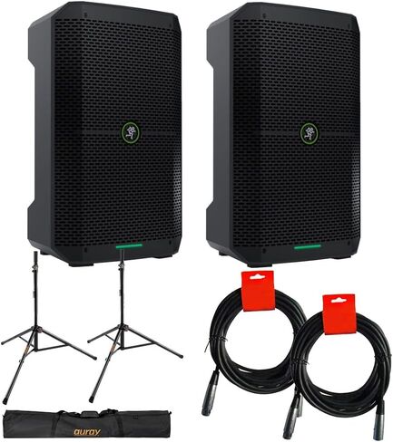 مجموعة مكبرات الصوت Mackie Thump Go مقاس 8 بوصات تعمل بتقنية البلوتوث المحمولة مع حامل مكبر صوت فولاذي وكابل XLR-XLR in Kuwait