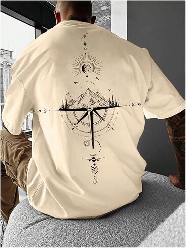Gorglitter Men's Drop Counter Graphic Tee Tyrts Crewneck Short Sleeve Tops Summer Dops in Kuwait