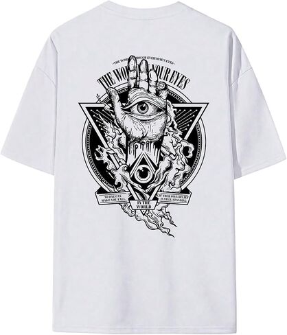Gorglitter Men's Drop Counter Graphic Tee Tyrts Crewneck Short Sleeve Tops Summer Dops in Kuwait