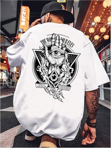 Gorglitter Men's Drop Counter Graphic Tee Tyrts Crewneck Short Sleeve Tops Summer Dops in Kuwait