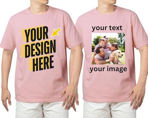 تي شيرت مخصص للرجال والنساء - tshirts الشخصية مع الصور والنص - قميص للجنسين المطبوعة الأمامية والخلفية in Kuwait