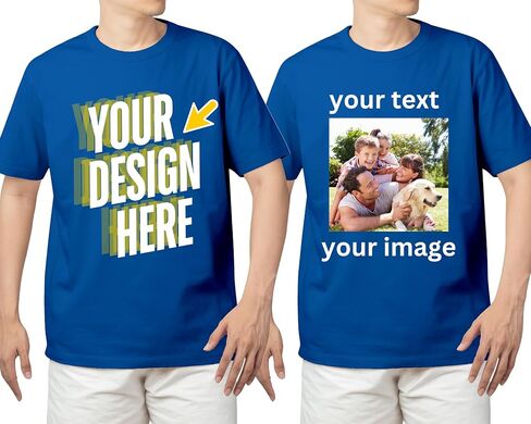 تي شيرت مخصص للرجال والنساء - tshirts الشخصية مع الصور والنص - قميص للجنسين المطبوعة الأمامية والخلفية in Kuwait
