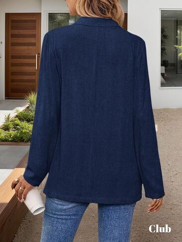 2025 Linen Blazers for Women Business Casual Long Sleeve Lapel Open Front Suit Jacket Work Blazer with Pockets in Kuwait