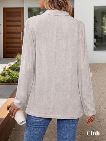 2025 Linen Blazers for Women Business Casual Long Sleeve Lapel Open Front Suit Jacket Work Blazer with Pockets in Kuwait