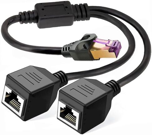 RJ45 Network 1 to 2 Port Ethernet Adapter Splitter, RJ45 1 Male to 2 Female LAN Ethernet Splitter Adapter Cable Suitable Super Cat5, Cat5e, Cat6, Cat7 LAN Ethernet Socket Connector Adapter in Kuwait