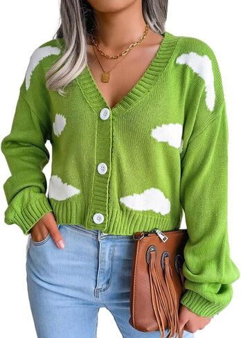 Kinghua Cropped Cardigan for Women Fall Winter Casual Knit Sweater Jackets Button Down Cute Cardigans in Saudi Arabia
