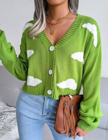 Kinghua Cropped Cardigan for Women Fall Winter Casual Knit Sweater Jackets Button Down Cute Cardigans in Saudi Arabia