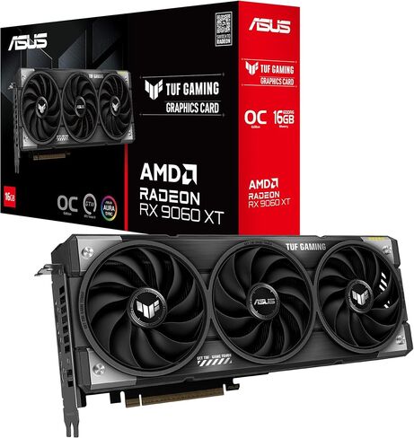 Asus Prime Radeon ™ RX 9060 XT 16GB GDDR6 OC EDITION CARDATIC (PCIE 5.0 ، HDMI/DP 2.1 ، 2.5 SLOT DESIGN ، FOR TECH TECH ، محامل مروحة الكرة المزدوجة ، BIOS المزدوجة ، GPU GUARD) in Kuwait