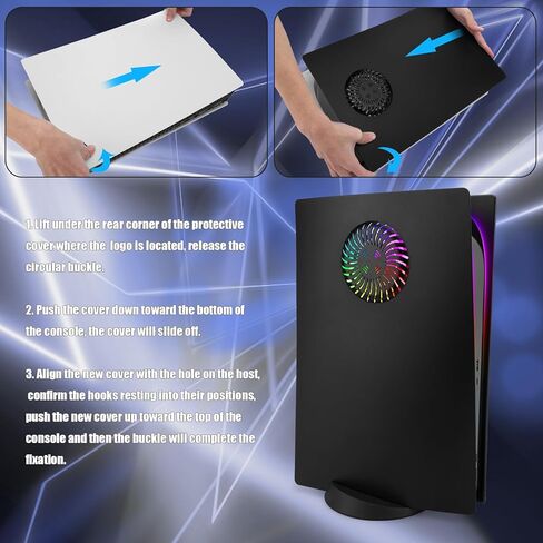 SIKEMAY PS5 Face Plates for PlayStation 5 Console Disc Edition, PS5 Accessories ABS PS5 Cover Plates with Fan Vents, Hard Shockproof Anti-Scratch Replacement Protective Shell PS5 Black Plates in Kuwait