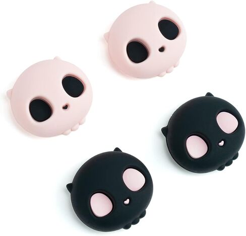 GeekShare Cute Silicone Joycon Thumb Grip Caps, Joystick Cover Compatible with Nintendo Switch / OLED / Switch Lite,4PCS -- Skull (Black & White) in Kuwait