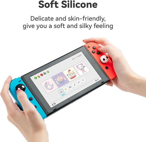 GeekShare Cute Silicone Joycon Thumb Grip Caps, Joystick Cover Compatible with Nintendo Switch / OLED / Switch Lite,4PCS -- Skull (Black & White) in Kuwait